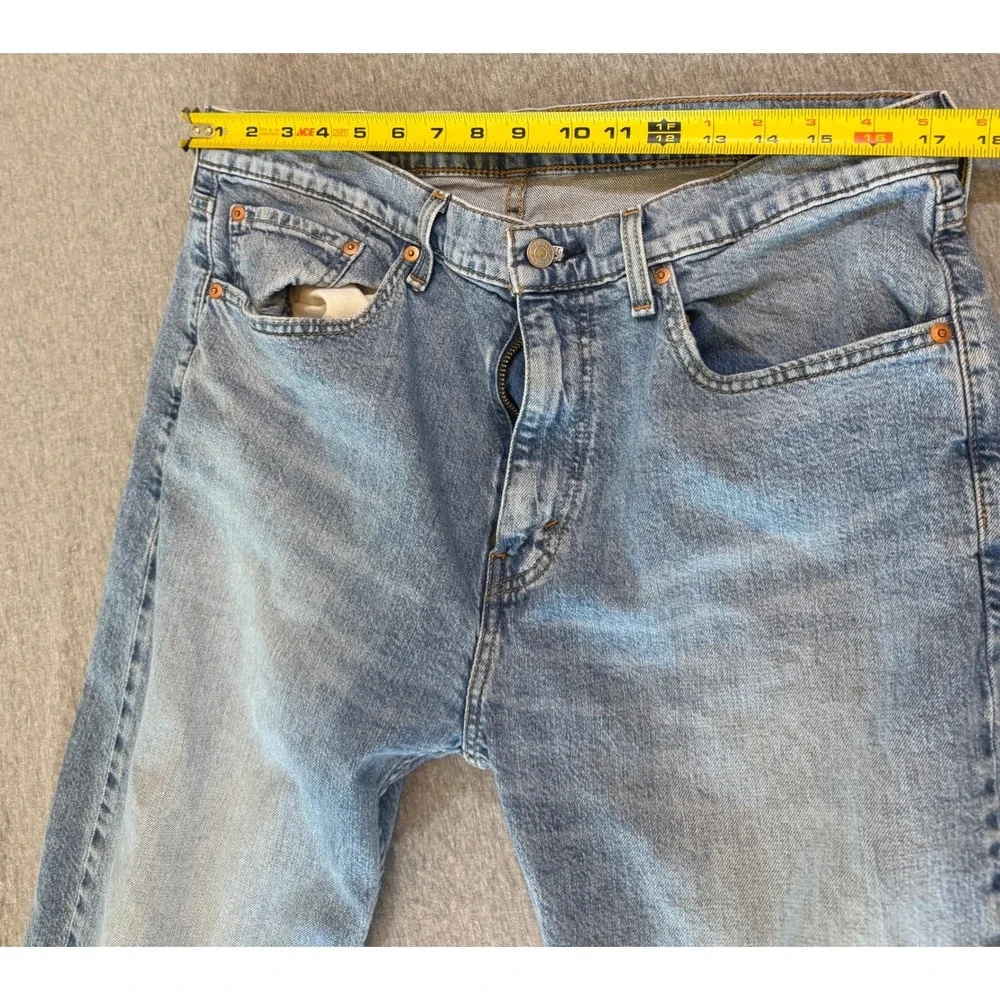 Levis 505 Regular Fit Straight Leg Light Wash Denim Jeans Mens 36x34